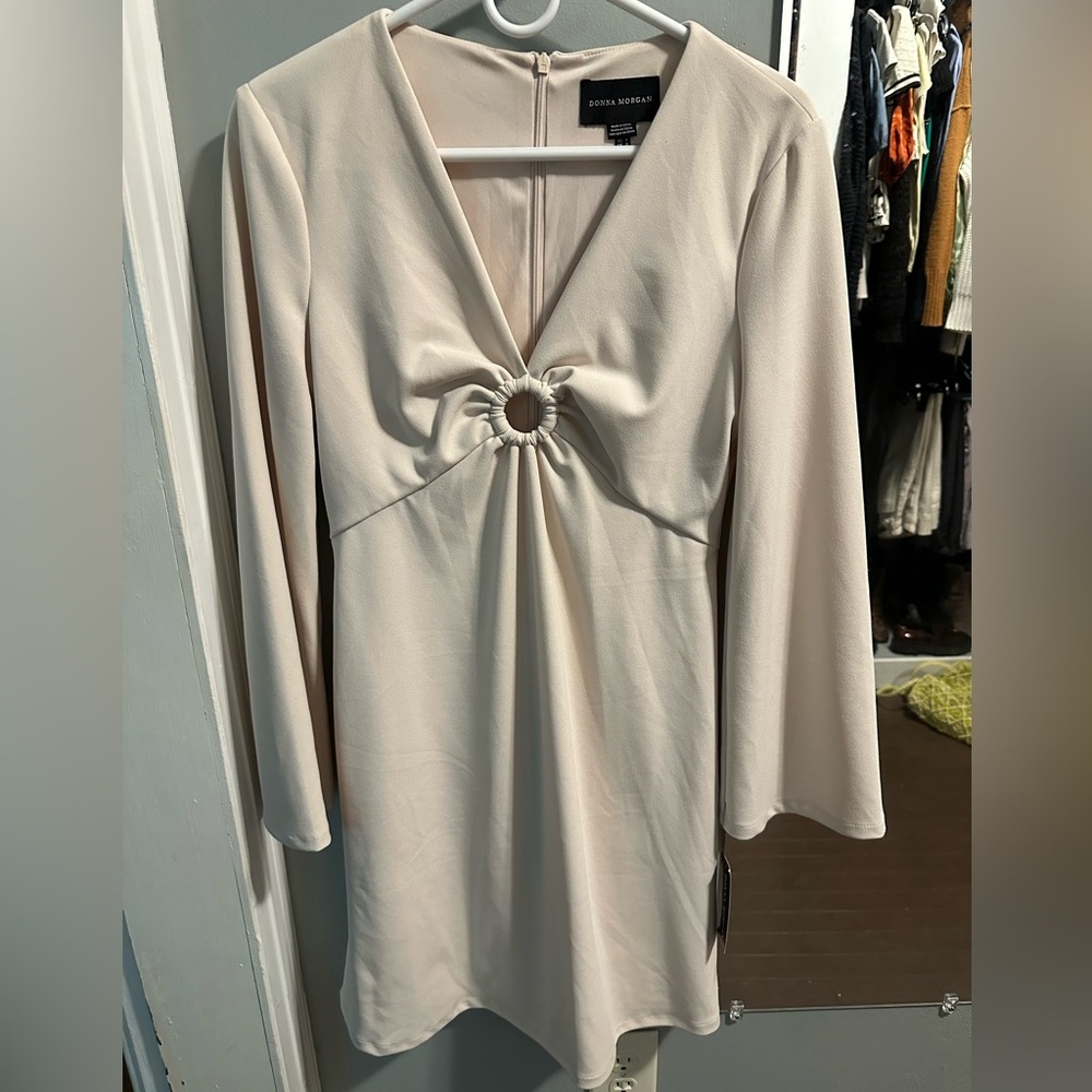 Donna Morgan Cream Long Sleeve Dress size 4 NWT